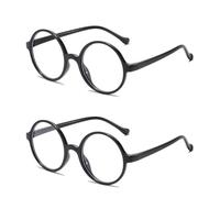 VEHYEGOI 2 Pieces Retro Round Glasses, Nerd Glasses, Round Frame Glasses, Glasses Without Glass, Fake Glasses