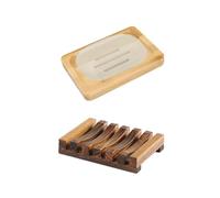 VEHYEGOI 2 Pieces Wooden Soap Rack, Drain Soap Rack, Simple Design Soap Rack, Bathroom Storage Supplies, Bathroom Accessories