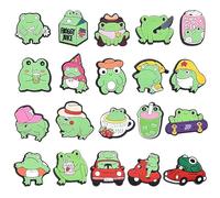VEHYEGOI 20 Pieces Frog Shoe Decorative Accessories, Fun Toe Shoe Ornaments, Frog Pins, Frog Charms For Kids, Frog Charm Girls, Cool Frog Charms