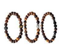 VEHYEGOI 3 Black and Brown Vintage Bracelets, Men's Bracelets, Tiger Eye Stone Bracelets, Men's Bracelet Beads, Bracelet Beads Set