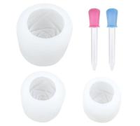 VEHYEGOI 3 Pieces Candle Molds And 2 Pieces Dropper, Rose Flower Mold, Silicone Mold, Candle Casting Mold, Ice Making Mold, Multifunctional Mold