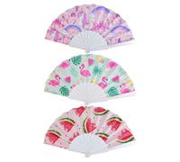 VEHYEGOI 3 Pieces Printed Folding Fans, Hand Fans For Children, Small Hand Fans, Colorful Fans, Colorful Hand Fans, Stable Hand Fans