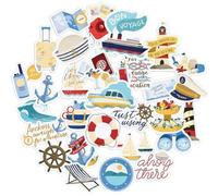 VEHYEGOI 30 Pieces Of Cruise Stickers, Cute Cartoon Stickers For Decoration, Diy Luggage And Notebook Decoration Stickers, Fresh Travel Stickers
