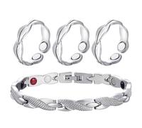 VEHYEGOI 3Pcs Magnet Rings, 1Pc Alloy Bracelet, Women’S Thumb Ring, Women’S Magnetic Bracelet, Women’S Magnetic Ring