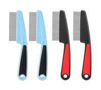 VEHYEGOI 4-Piece Fine-Tooth Combs, Stainless Steel & Plastic, Unisex, Black & Red, Hair Care & Cleaning Tools