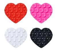 VEHYEGOI 4 Pieces Of Heart-Shaped Mobile Phone Suction Cups, Double-Sided Love Mobile Phone Suction Cups, Silicone Mobile Phone Suction Cups, Car Mobile Phone Suction Cups, Mobile Phone Accessories