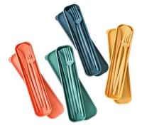 VEHYEGOI 4 Travel Cutlery Sets, Portable Cutlery Set, Lunch Cutlery Set, Outdoor Camping Cutlery Set, Reusable Cutlery Set