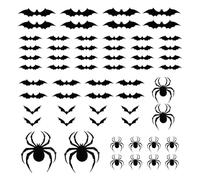 VEHYEGOI 48 Pieces Of Bat-Shaped Stickers And 12 Pieces Of Spider-Shaped Stickers, Creative Three-Dimensional Stickers, Party Decoration Stickers, Suitable For Bars, Homes, And Outdoor