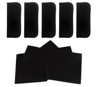 VEHYEGOI 5 Pieces Of Black Glasses Bags And 5 Glasses Cloths, Simple Glasses Storage Bags, Portable Glasses Bags, Glasses Accessories