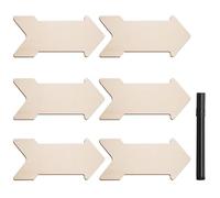 VEHYEGOI 6 Pieces Of Wooden Road Signs, 1 Marker Pen, Blank Arrow Sign, Writeable Pointer Road Sign, Garden Decoration Road Sign, Hanging Sign