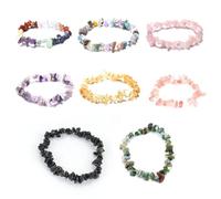 VEHYEGOI 8 Pieces of Gravel Bracelets, Crystal Chakra Bracelets, Irregular Crystal Piece Bracelets, Gravel Bracelet Jewelry, Gemstone Bracelets, Fashionable Crystal Bracelets