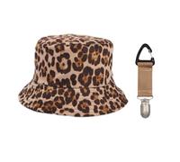 VEHYEGOI Women's Leopard Print Reversible Bucket Hat, Summer Sun Hat, Foldable, Size M