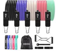 VEICK Resistance Bands Set 5pcs Fitness Tubes Tension Bands Exercise Bands Workout with Handles for Men Women Strength Physical Training Equipment at Gym Home