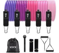 VEICK Resistance Bands with Handles, Exercise Bands, Workout Bands, Gym Equipment for Men and Women, Exercising Bands for Fitness Weights Work Out at Home Purple 150LB