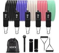 VEICK Resistance Bands with Handles, Exercise Bands, Workout Bands, Gym Equipment for Men and Women, Exercising Bands for Fitness Weights Work Out at Home Macaron 150LBS