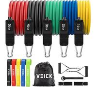 VEICK Resistance Bands with Handles, Exercise Bands, Workout Bands, Gym Equipment for Men and Women, Exercising Bands for Fitness Weights Work Out at Home Colorful 150LBS 16PCS