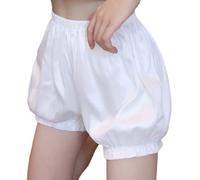 VEICOSTT Women Cotton Bloomers Short Pants Lolita Girl Under Pumpkin Shorts Solid Bloomers with Ruffles for All Season ZNY06, White, One Size