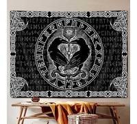 VEIGIKE Viking Raven Decor Tapestry, Retro Viking Norse Greek Mythology Celtic Tapestry Wall Hanging for Men Bedroom, Vintage Renaissance Gothic Tapestries Poster Blanket Dorm Home Decor (90X70)