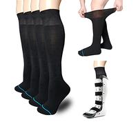 VEIGIKE Walking Boot Socks Replacement Sock Liner for Orthopedic Walker Brace,Tube Socks Under Air Cam Walkers and Fracture Boot Cast Surgical leg Cover Black 2 Pairs