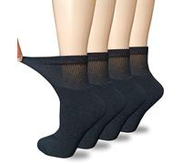 VEIGIKE Women's Extra Wide Comfort Fit Loose Fit Quarter Socks Moisture Wicking Cushion Diabetic Socks for Wide Swollen Feet Ankle 4 Pairs 9-11, Black, One Size