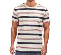 VEIISAR Men's Crewneck Striped T-Shirt Soft Elastic 95% Cotton Tees