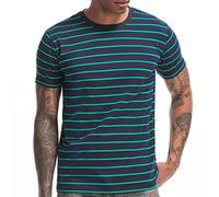 VEIISAR Men's Crewneck Striped T-Shirt Soft Elastic 95% Cotton Tees