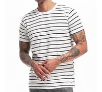 VEIISAR Men's Crewneck Striped T-Shirt Soft Elastic 95% Cotton Tees