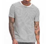 VEIISAR Men's Crewneck Striped T-Shirt Soft Elastic 95% Cotton Tees