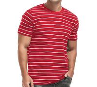 VEIISAR Men's Crewneck Striped T-Shirt Soft Elastic 95% Cotton Tees