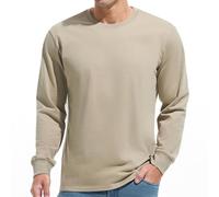 VEIISAR Men's Heavy Weight Crew Neck Long Sleeve T Shirt - Mens 100 Cotton Thick Pre Shrunk Shirts (T2L Grey XL)