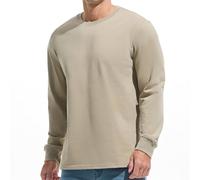 VEIISAR Men's Heavy Weight Crew Neck Long Sleeve T Shirt - Mens 100 Cotton Thick Pre Shrunk Shirts (T2L Gray XXXL)
