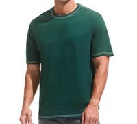 VEIISAR Men's Heavy Weight Crew Neck T-Shirt - Mens Premium 100 Cotton Thick Tees Pre Shrunk, T52 Green, Large