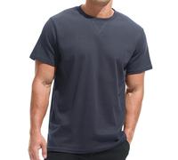 VEIISAR Men's Mini Waffle Knit Crew Neck T-Shirt - 190gsm Ultra-Fine Textured Cotton Tee - 1mm Micro Grid Breathable Top, Royal Blue, Medium