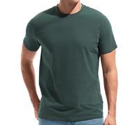 VEIISAR Mens T Shirt - Short Sleeve Crew Neck Soft Fitted Elastic Tees Fresh Classic Tshirts (T31 Black Green L)