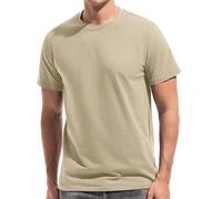 VEIISAR Mens T Shirt - Short Sleeve Crew Neck Soft Fitted Elastic Tees Fresh Classic Tshirts (T31 Dark Beige L)