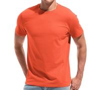 VEIISAR Mens T Shirt - Short Sleeve Crew Neck Soft Fitted Elastic Tees Fresh Classic Tshirts (T31 Orange M)