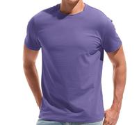 VEIISAR Mens T Shirt - Short Sleeve Crew Neck Soft Fitted Elastic Tees Fresh Classic Tshirts (T31 Purple 3XL)