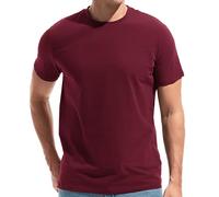 VEIISAR Mens T Shirt - Short Sleeve Crew Neck Soft Fitted Elastic Tees Fresh Classic Tshirts (T31 Wine Red 3XL)