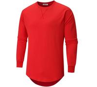 VEIISAR Men's Thick Crew Neck Coat T-Shirt with Men's 100 Cotton Heavy Duty Preshrunk Longline Shirt, X363l Red, XL