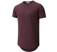 VEIISAR Men's Thick Crew Neck Coat T-Shirt with Men's 100 Cotton Heavy Duty Preshrunk Longline Shirt, X363 Dark Wine Red, XL