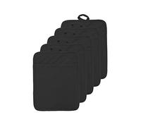 VEIKERY Oven Pot Holder with Pocket 100% Cotton Heat Resistant Coaster Potholder Kitchen Hot Pad Oven Mitts for Cooking and Baking Square 7"x9" (Black, 5)