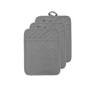 VEIKERY Oven Pot Holder with Pocket Cotton Heat Resistant Coaster Potholder Kitchen Hot Pad Oven Mitts for Cooking Square 7"x9" Set of 3 (Grey)
