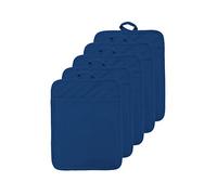 VEIKERY Oven Pot Holder with Pocket Cotton Heat Resistant Coaster Potholder Kitchen Hot Pad Oven Mitts for Cooking Square 7"x9"Set of 5 (Blue)