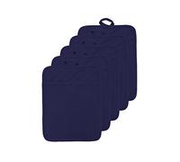 VEIKERY Oven Pot Holder with Pocket Cotton Heat Resistant Coaster Potholder Kitchen Hot Pad Oven Mitts for Cooking and Baking Square 7"x9"Set of 5 (Navy Blue)