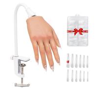 Veikmv Nail Silicone Practice Hand For Acrylic Nails Training Fake Hand Nail Art Practice Tools Hand Tattooed Nail Jewelry Showcase Supplies Manicure Beginners suits