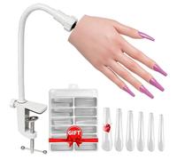 Veikmv Practice Hand for Acrylic Nails, Silicone Mannequin Hand with Flexible Fingers - Reusable Nail Training Model for Beginners, Gel Polish & Nail Art Practice, Manicure Kit with Stable Base & Real