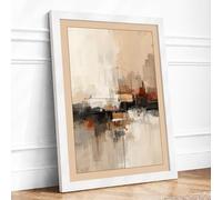 Veiled Cityscape Minimalist Framed Wall Art Print A2 White