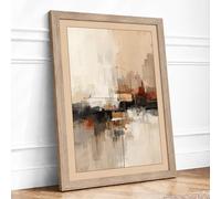 Veiled Cityscape Minimalist Framed Wall Art Print A3 Oak
