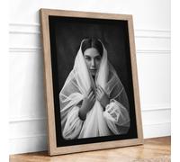 Veiled Dignity Minimalist Framed Wall Art Print A2 Oak