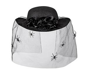 Veiled hat with a net of spiders